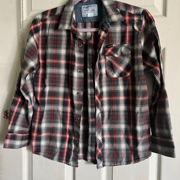Volcom work wear plaid shirt kids size large - Picture 1 of 7